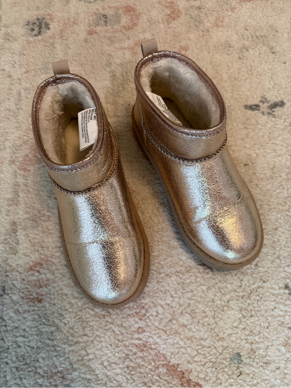 Kids Metallic Gold Cozy Winter Boots